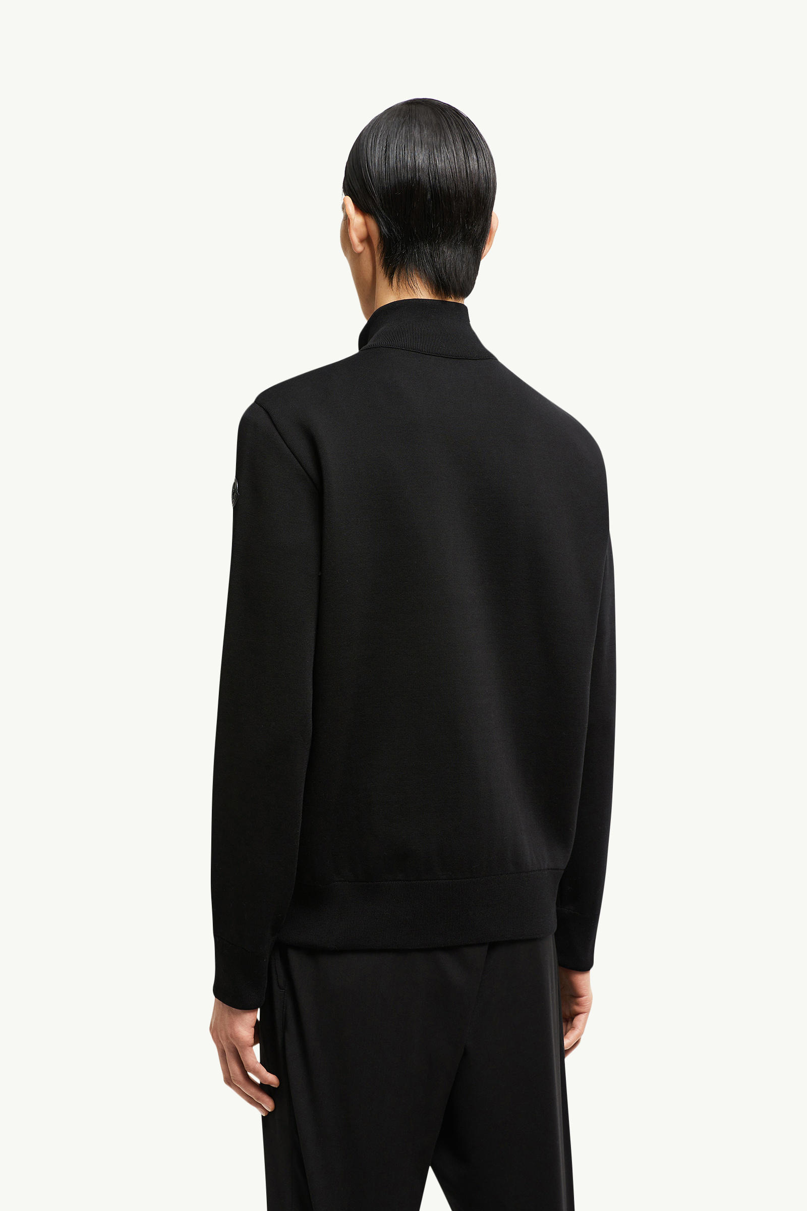 Padded Crêpe Cotton Zip-Up Cardigan Men Black Moncler 4