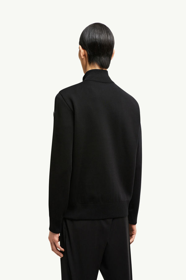 Wattierte Strickjacke aus Baumwoll-Krepp mit Reißverschluss Herren Schwarz Moncler 4