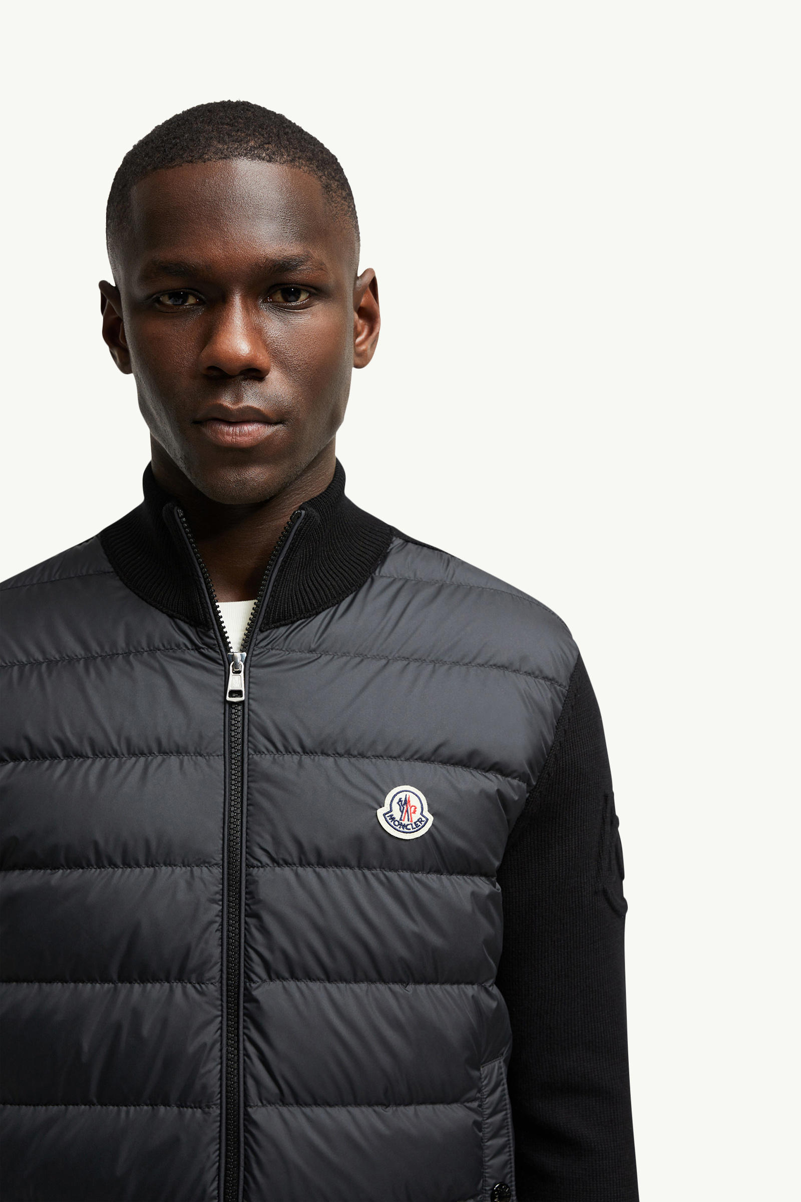 Padded Cotton Zip-Up Cardigan Men Black Moncler 1