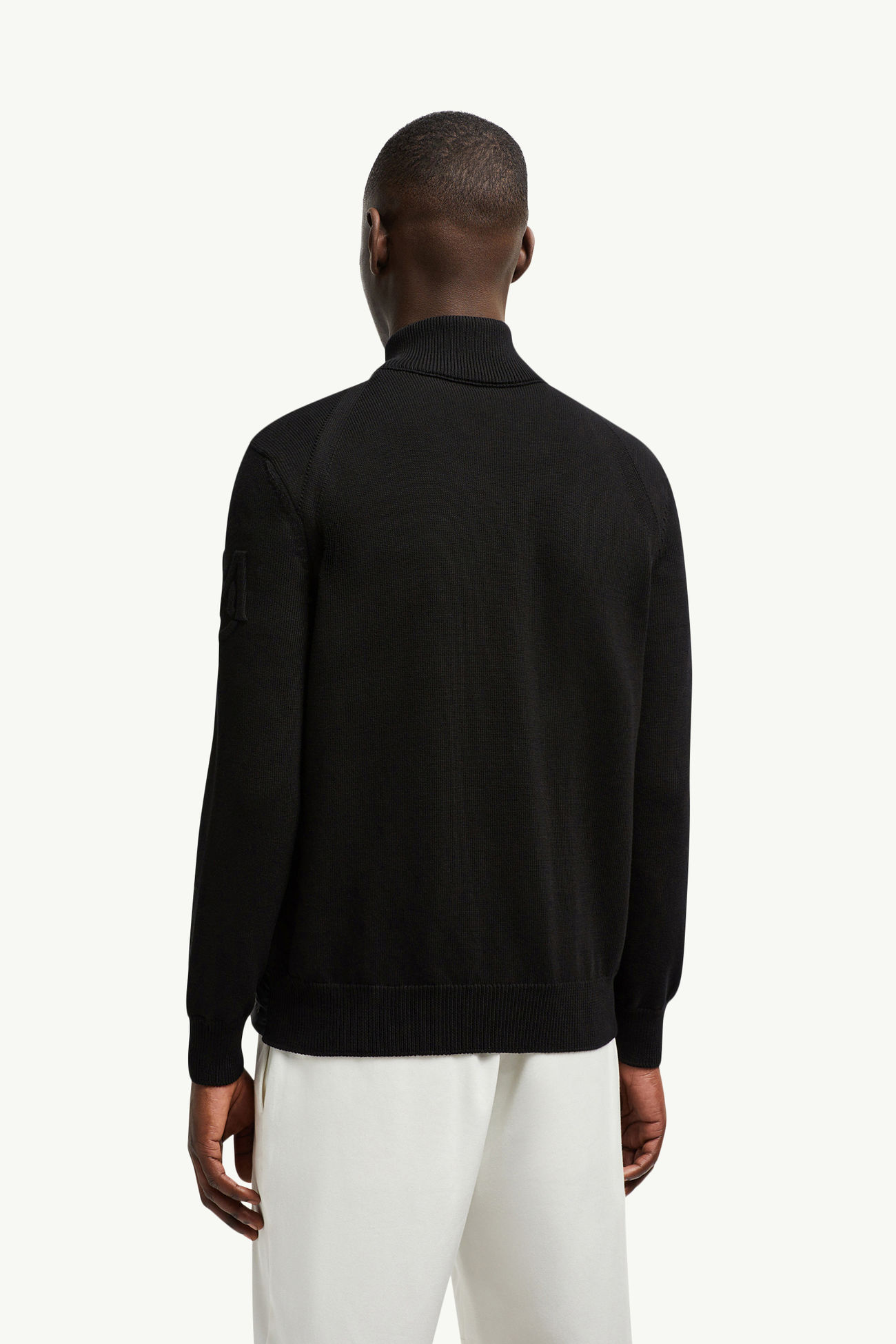 Cardigan zippé matelassé en coton Hommes Noir Moncler 4