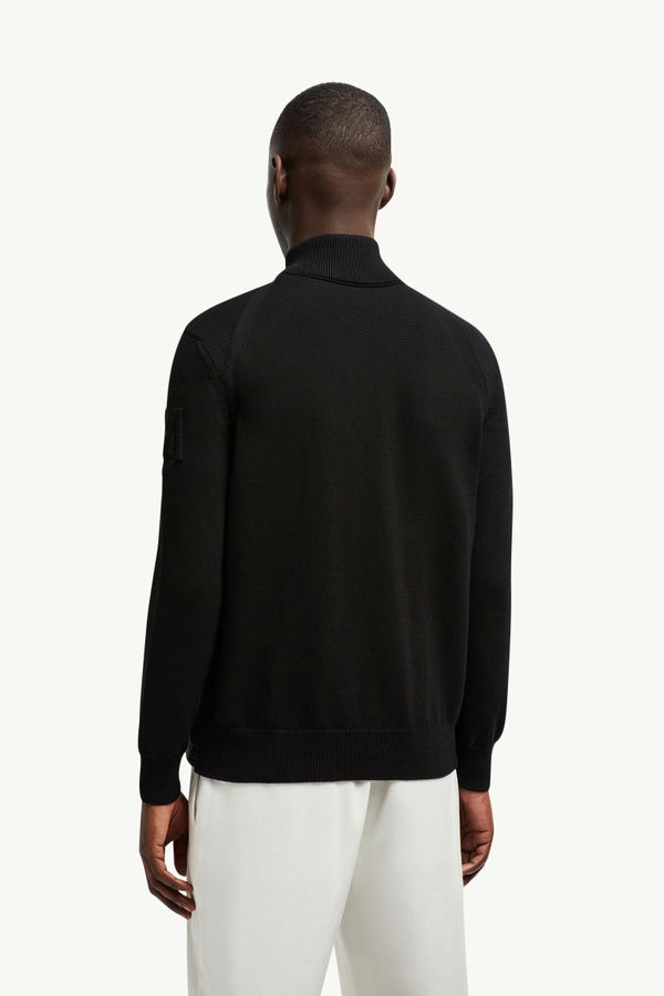 Cardigan zippé matelassé en coton Hommes Noir Moncler 4