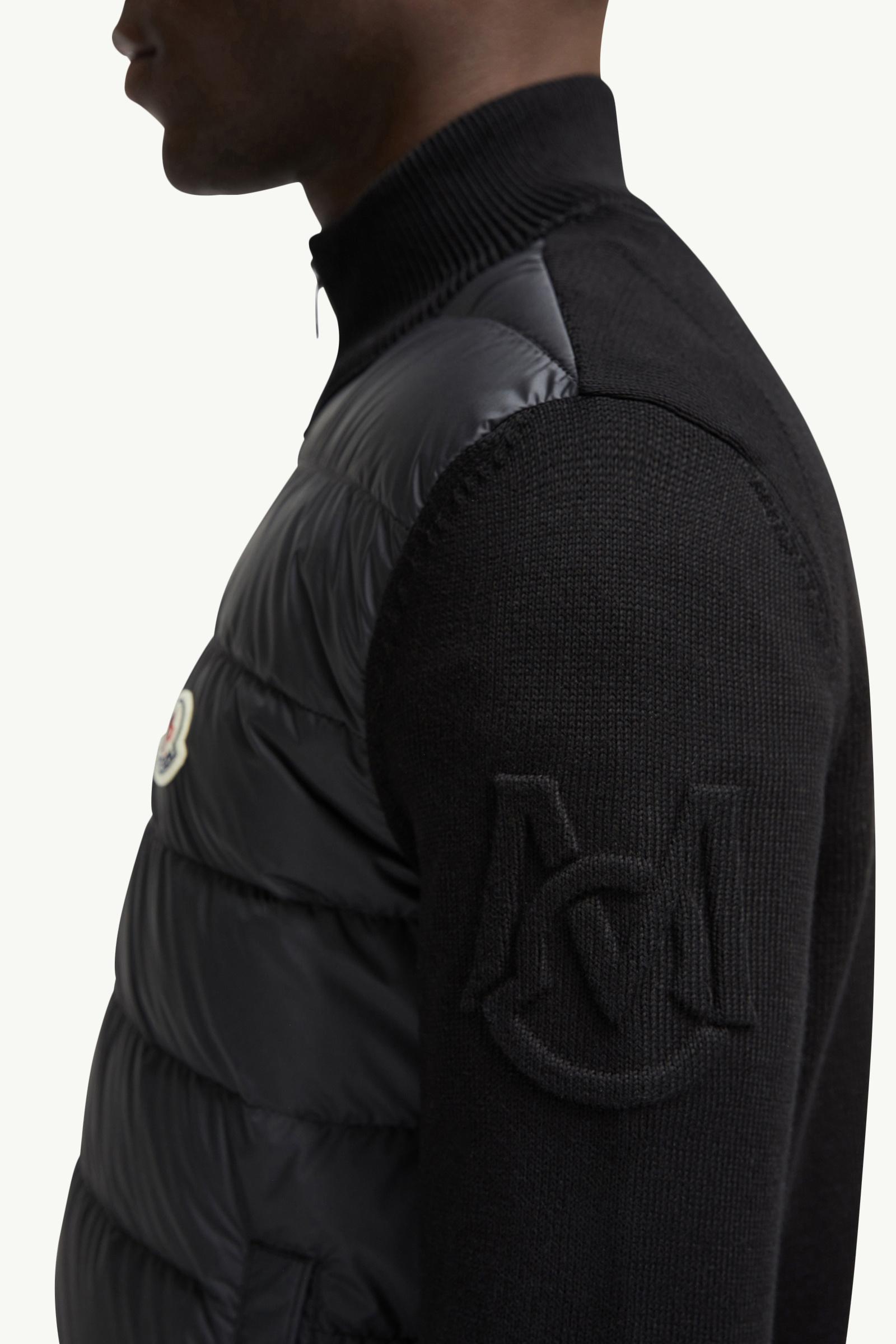 Black Padded Cotton Zip-Up Cardigan - Sweaters & Cardigans