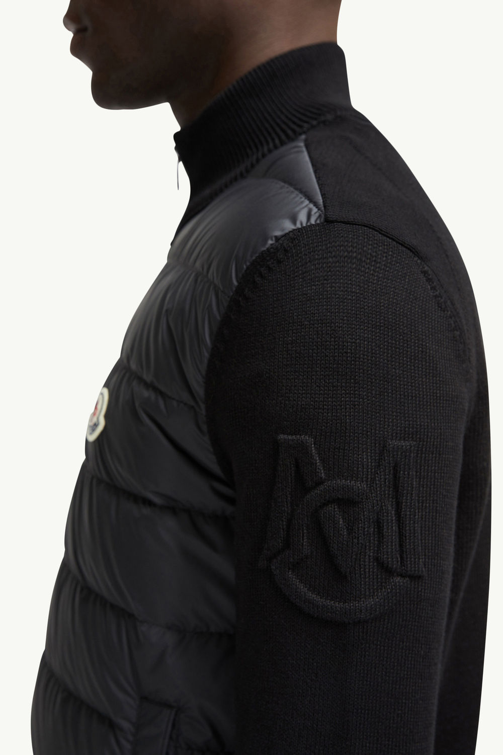 Padded Cotton Zip-Up Cardigan Men Black Moncler 5