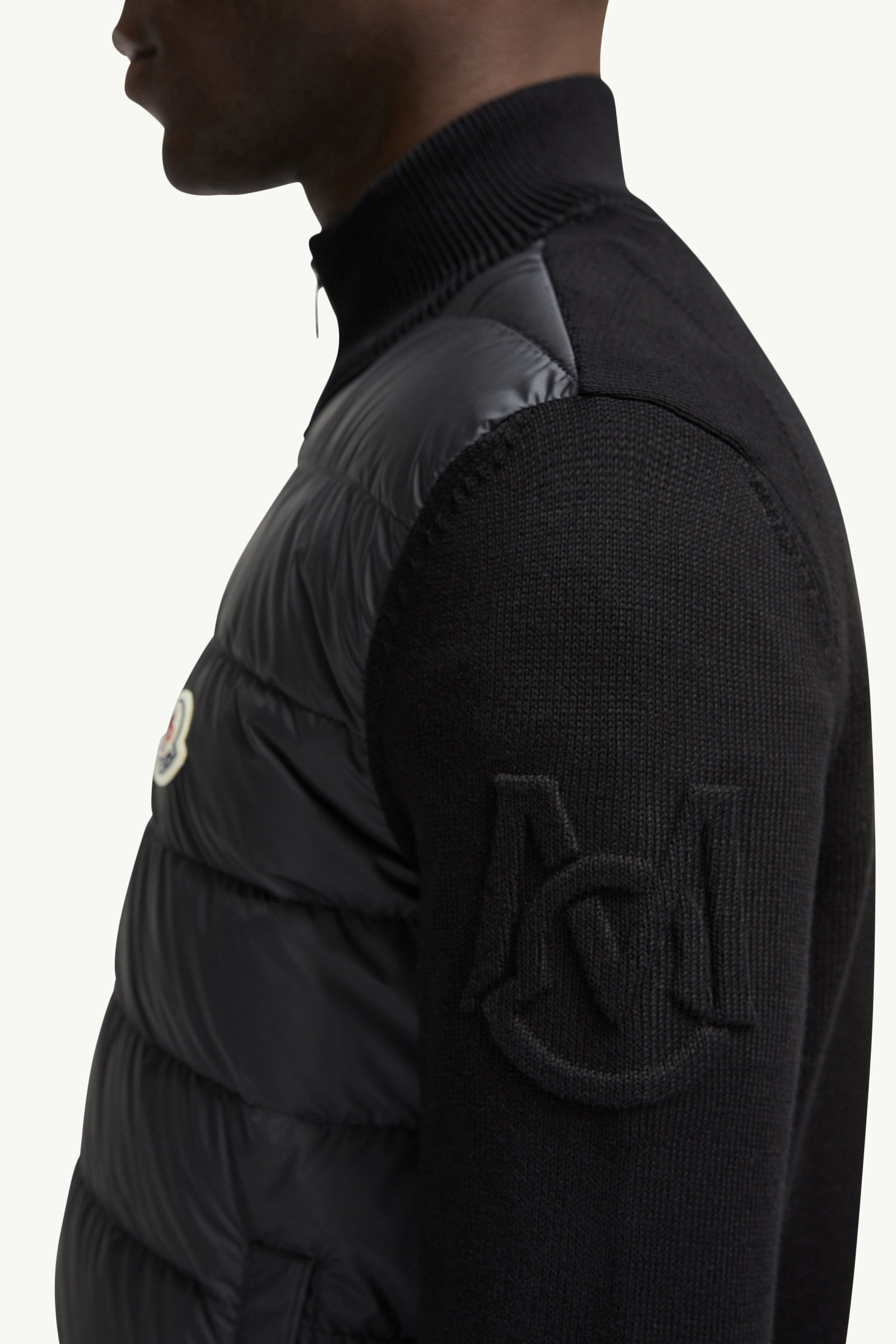 Padded Cotton Zip-Up Cardigan Men Black Moncler 5