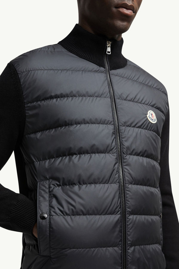 Padded Cotton Zip-Up Cardigan Men Black Moncler 6