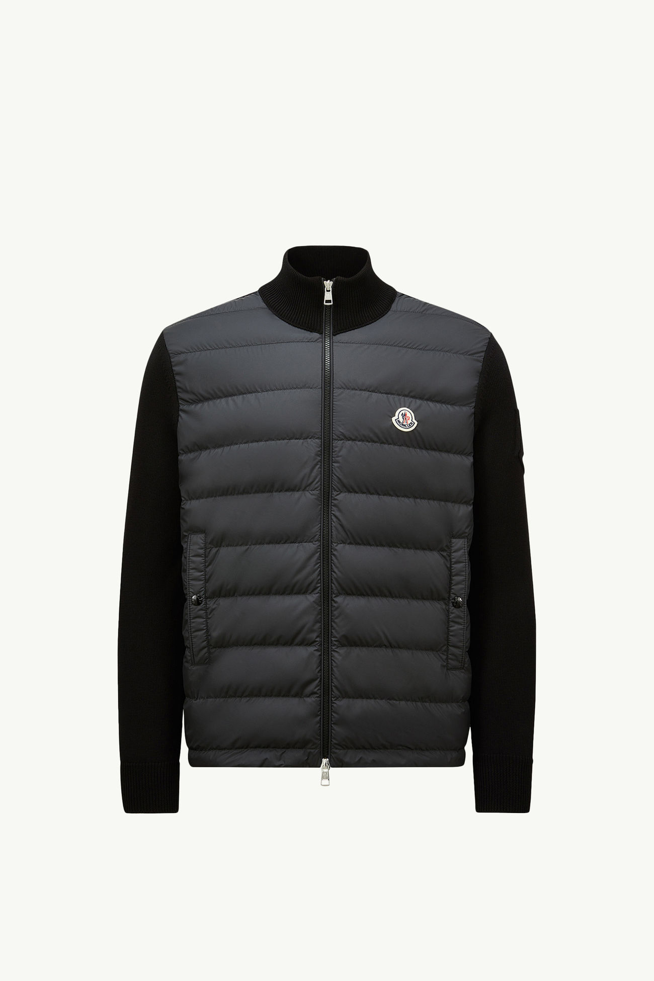 Cardigan zippé matelassé en coton Hommes Noir Moncler 2