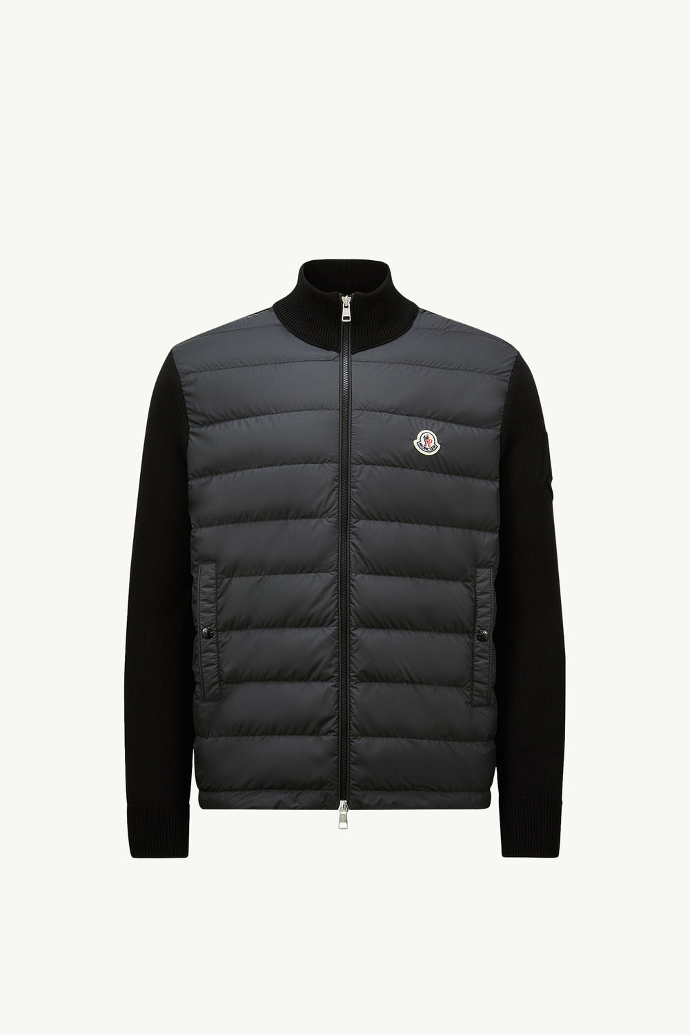 Padded Cotton Zip-Up Cardigan Men Black Moncler 2