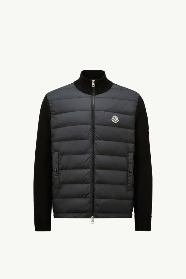 Padded Cotton Zip-Up Cardigan Men Black Moncler 2