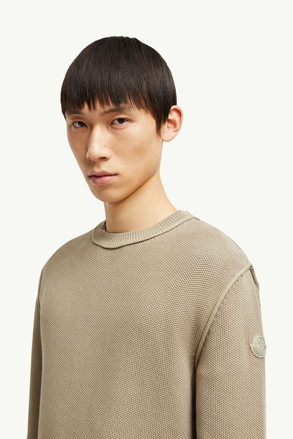 Pullover aus strukturierter Baumwolle Herren Hellbeige Moncler 1