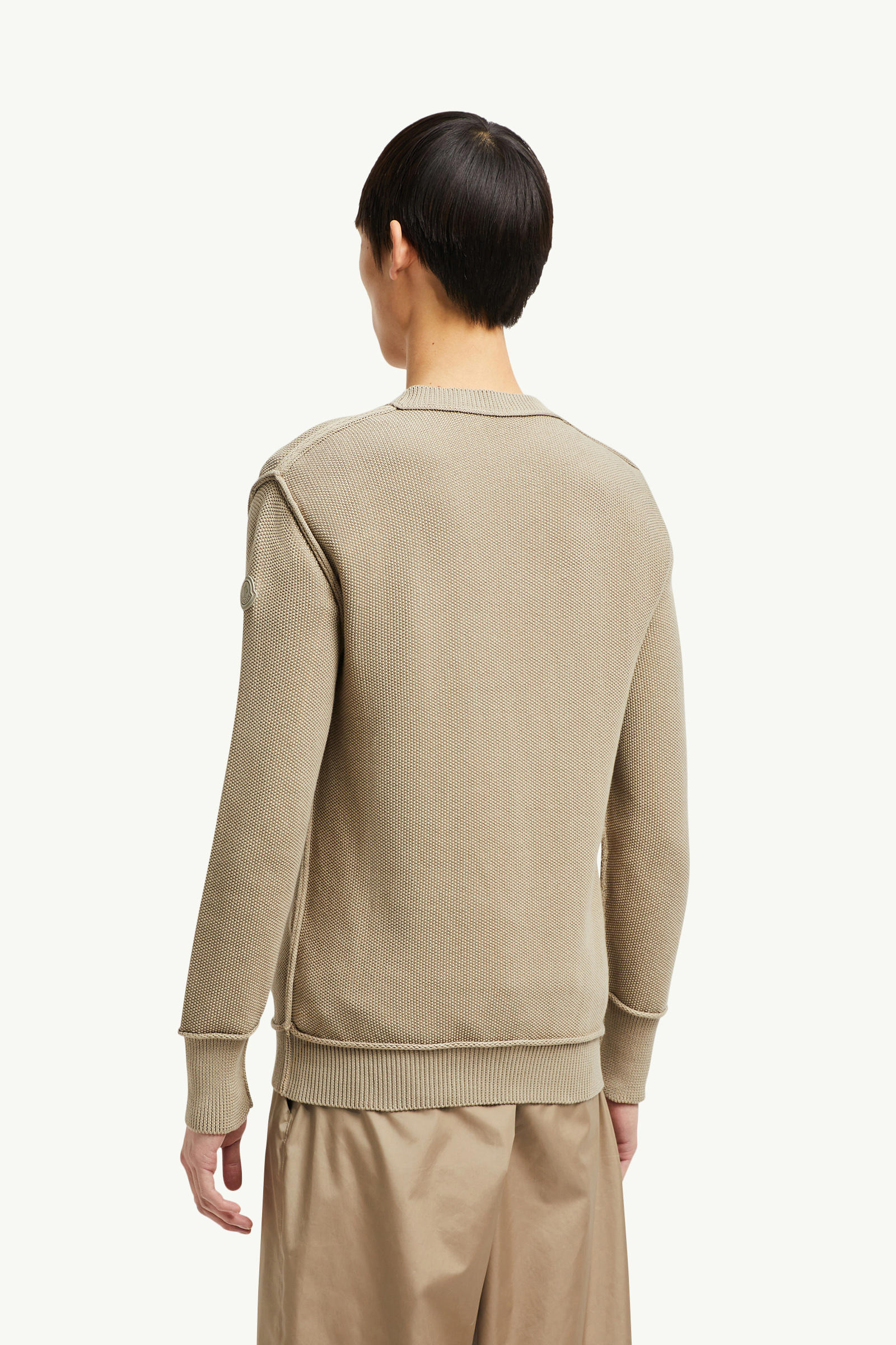Textured Cotton Jumper Men Light Beige Moncler 4