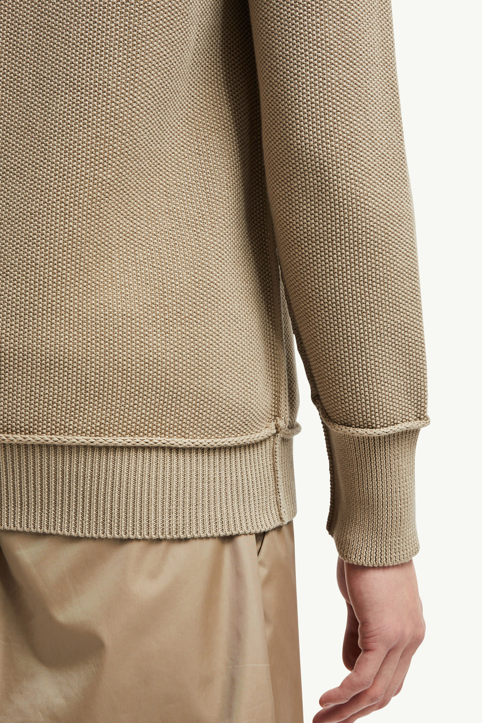 Textured Cotton Jumper Men Light Beige Moncler 5