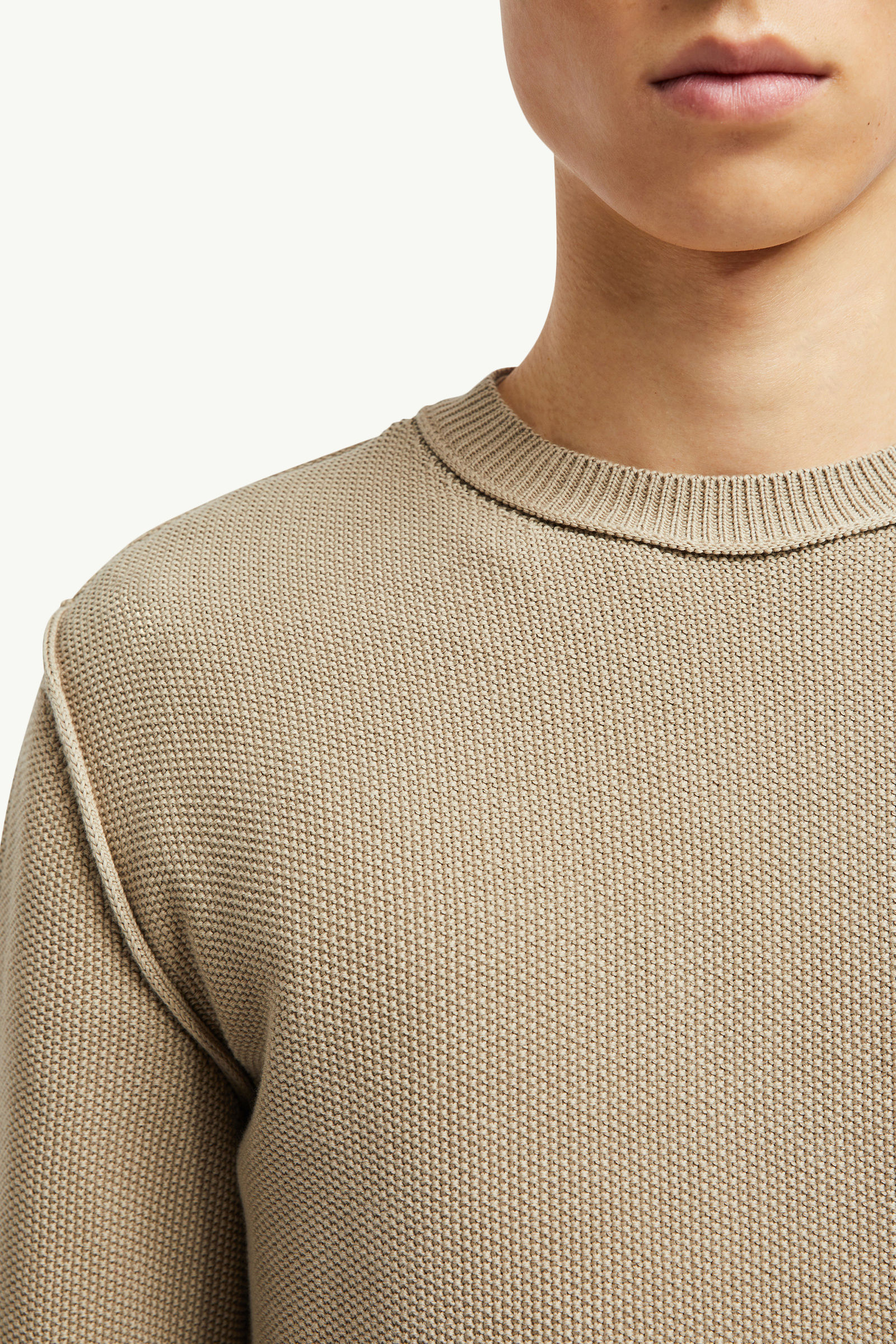 Textured Cotton Jumper Men Light Beige Moncler 6