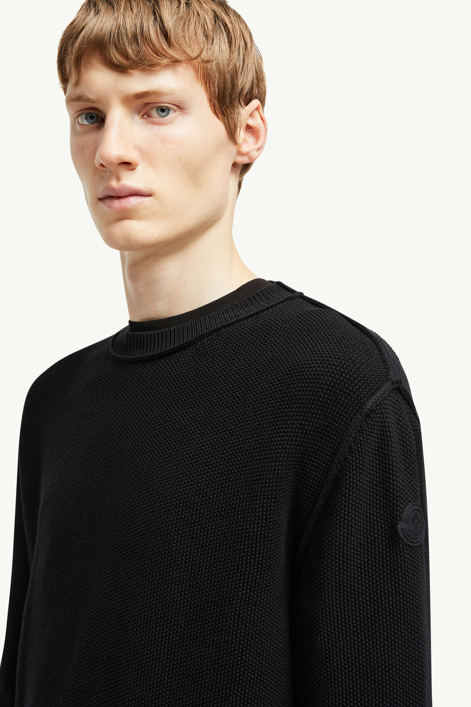 Pullover aus strukturierter Baumwolle Herren Schwarz Moncler 1