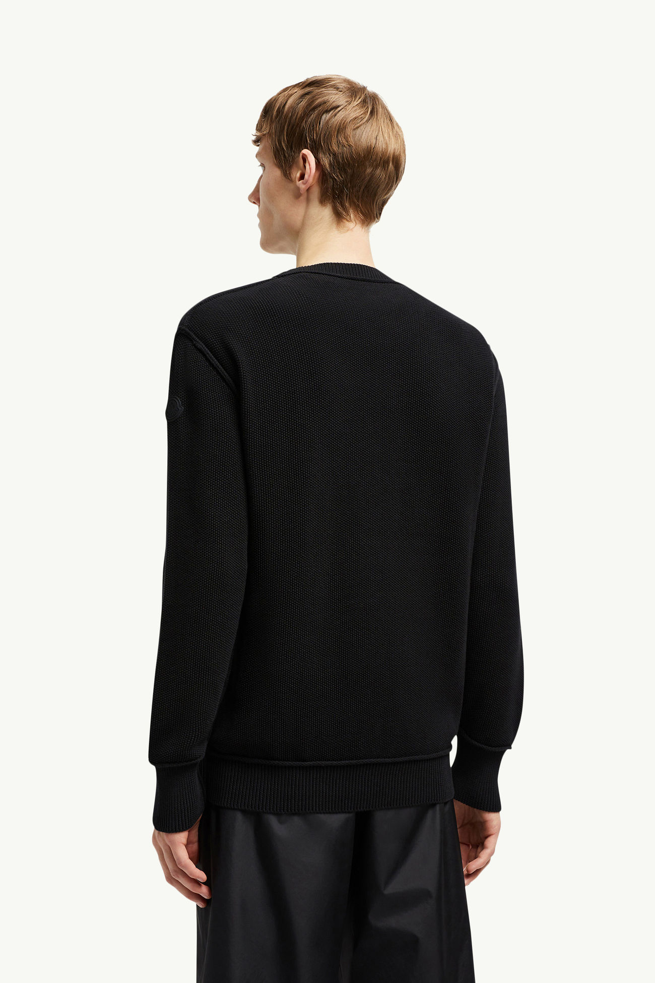 Textured Cotton Jumper Men Black Moncler 4