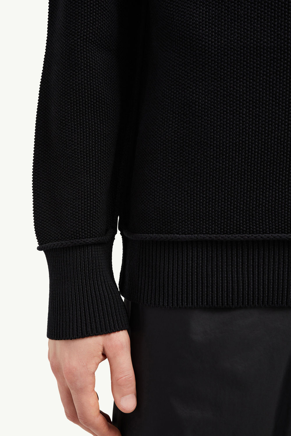 Textured Cotton Jumper Men Black Moncler 5