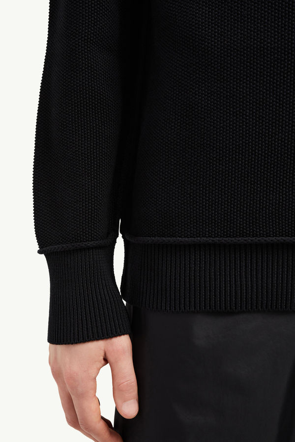 Textured Cotton Jumper Men Black Moncler 5