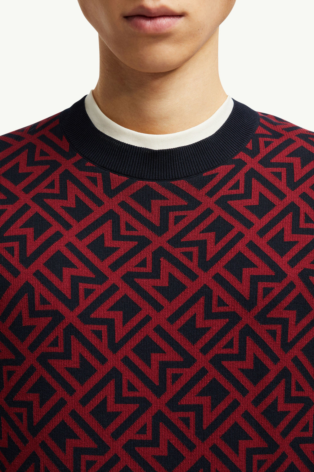 Jersey de jacquard de algodón con monograma Hombre Azul & Rojo Moncler 5