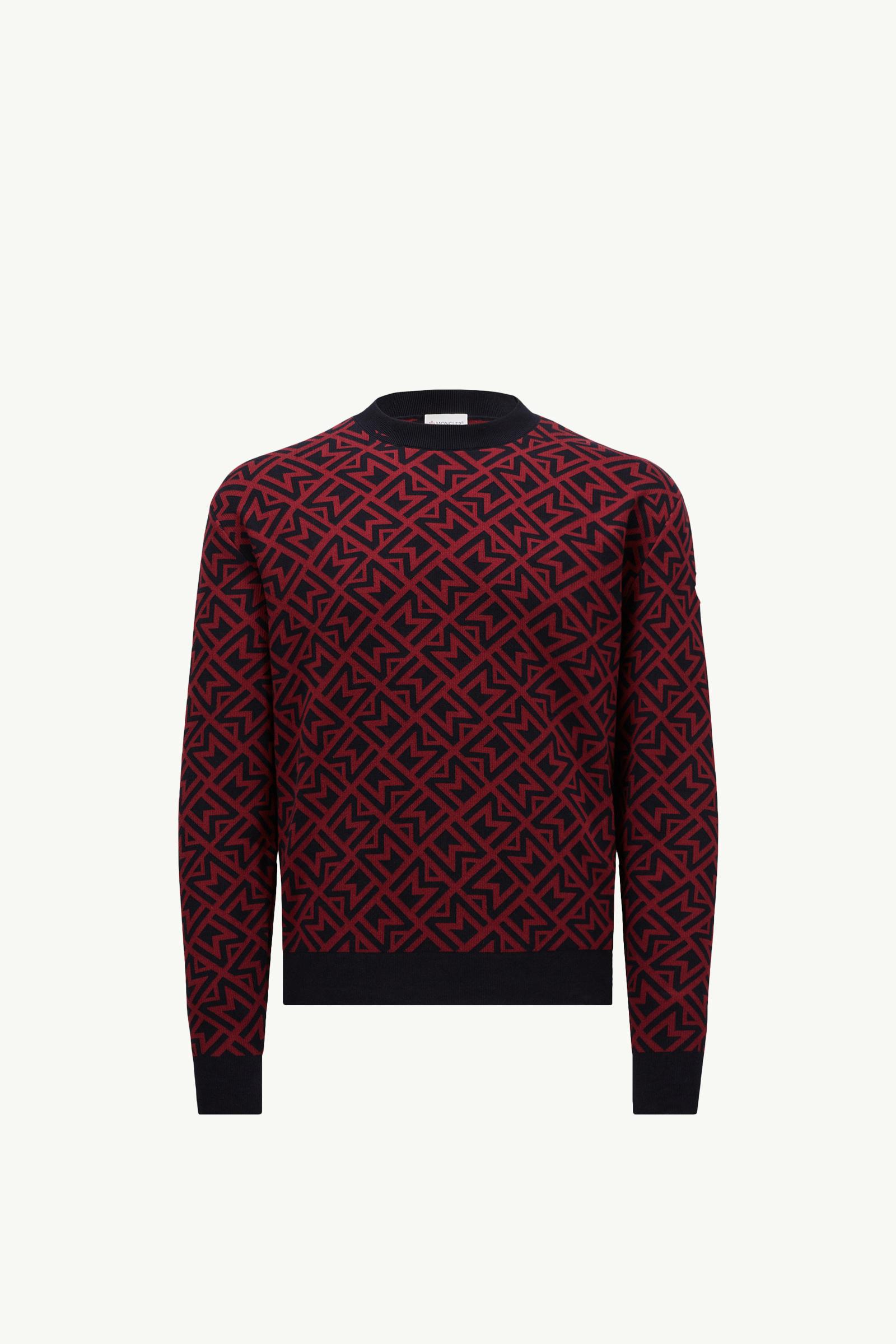 Blue & Red Monogram Cotton Jacquard Jumper - Sweaters