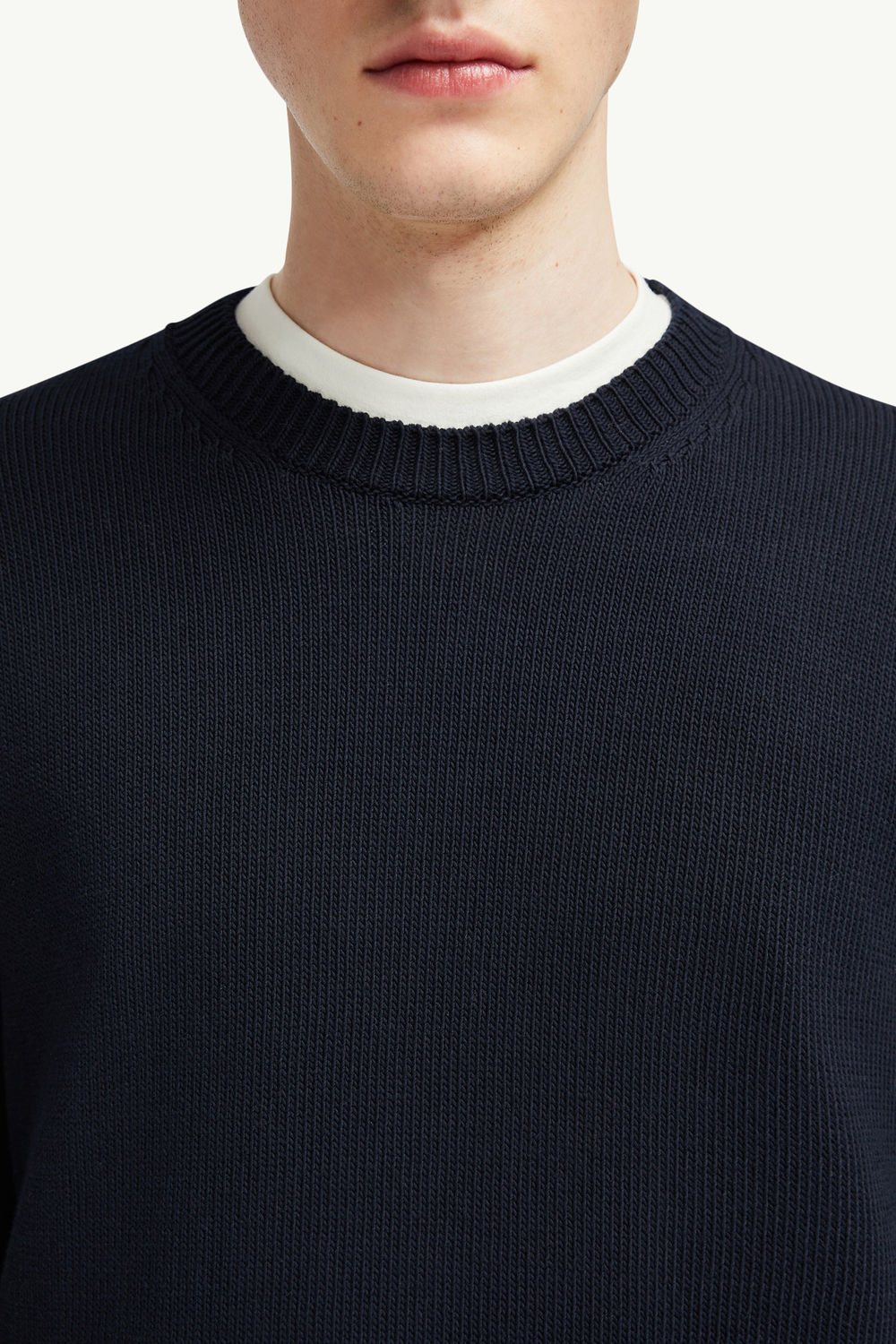 Logo Patch Cotton Jumper Men Navy Blue Moncler 6