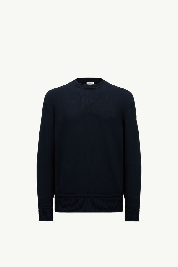 Logo Patch Cotton Jumper Men Navy Blue Moncler 2