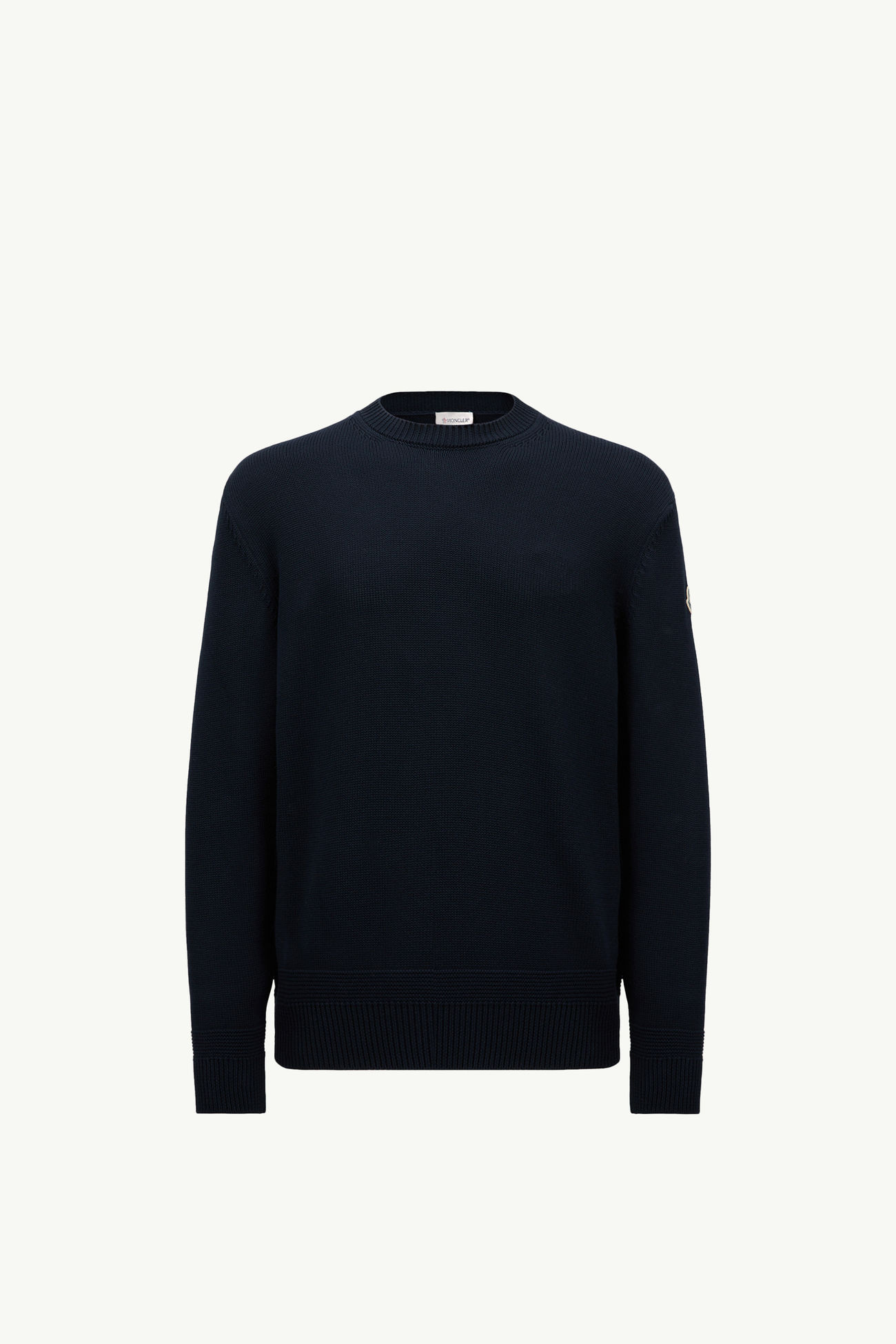 Maglione in cotone con patch logato Uomo Blu Navy Moncler 2