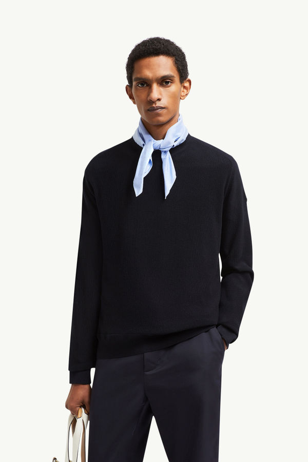 Cotton & Cashmere Jumper Men Dark Blue Moncler 0