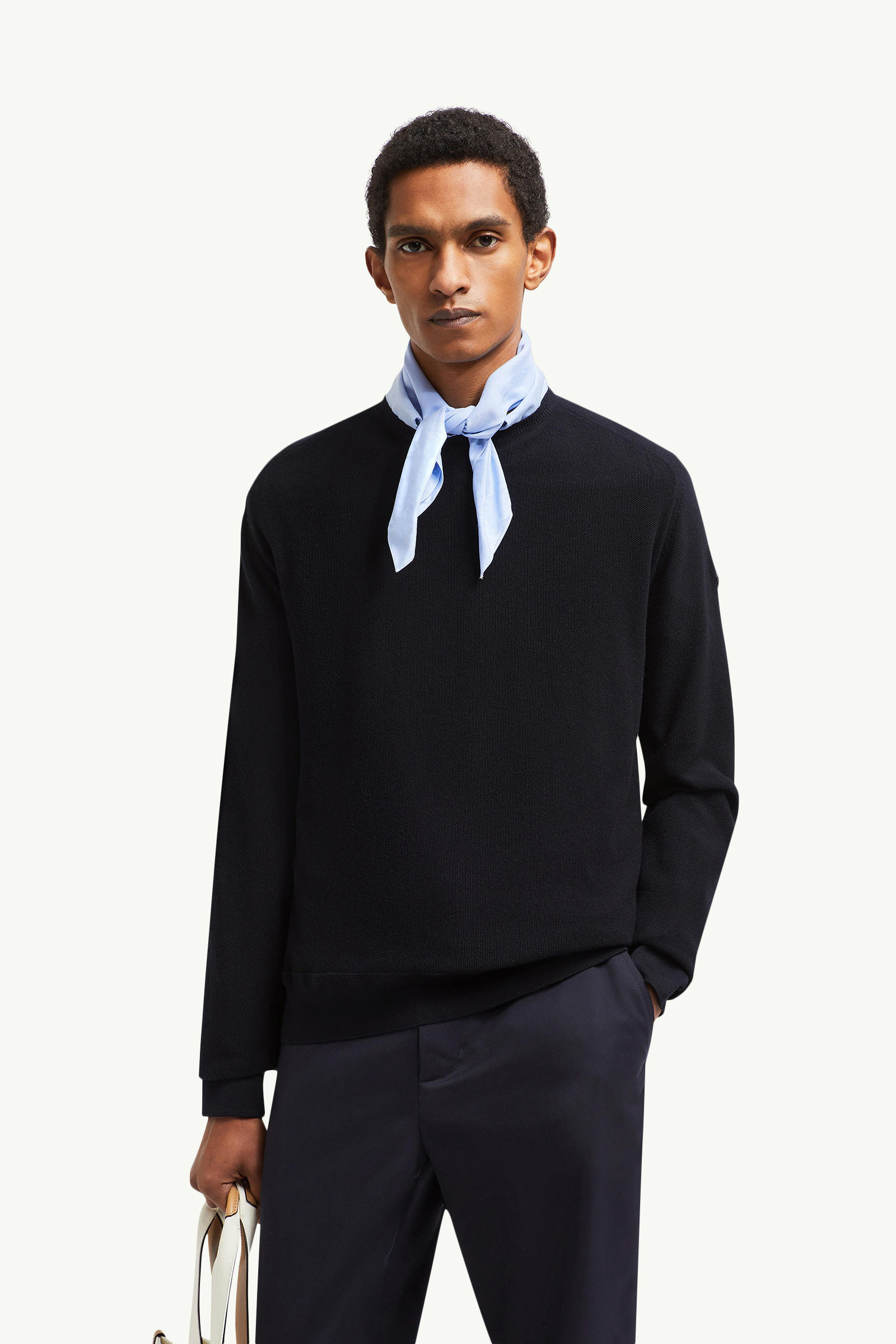 Pull en coton et cachemire Hommes Bleu foncé Moncler 0