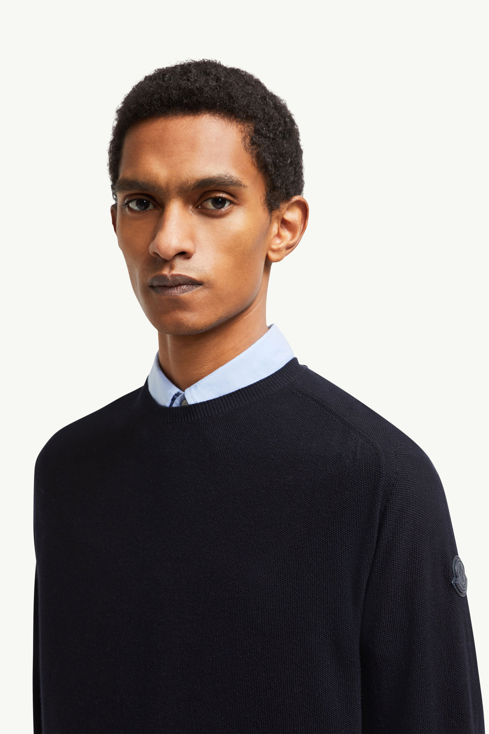 Pull en coton et cachemire Hommes Bleu foncé Moncler 1