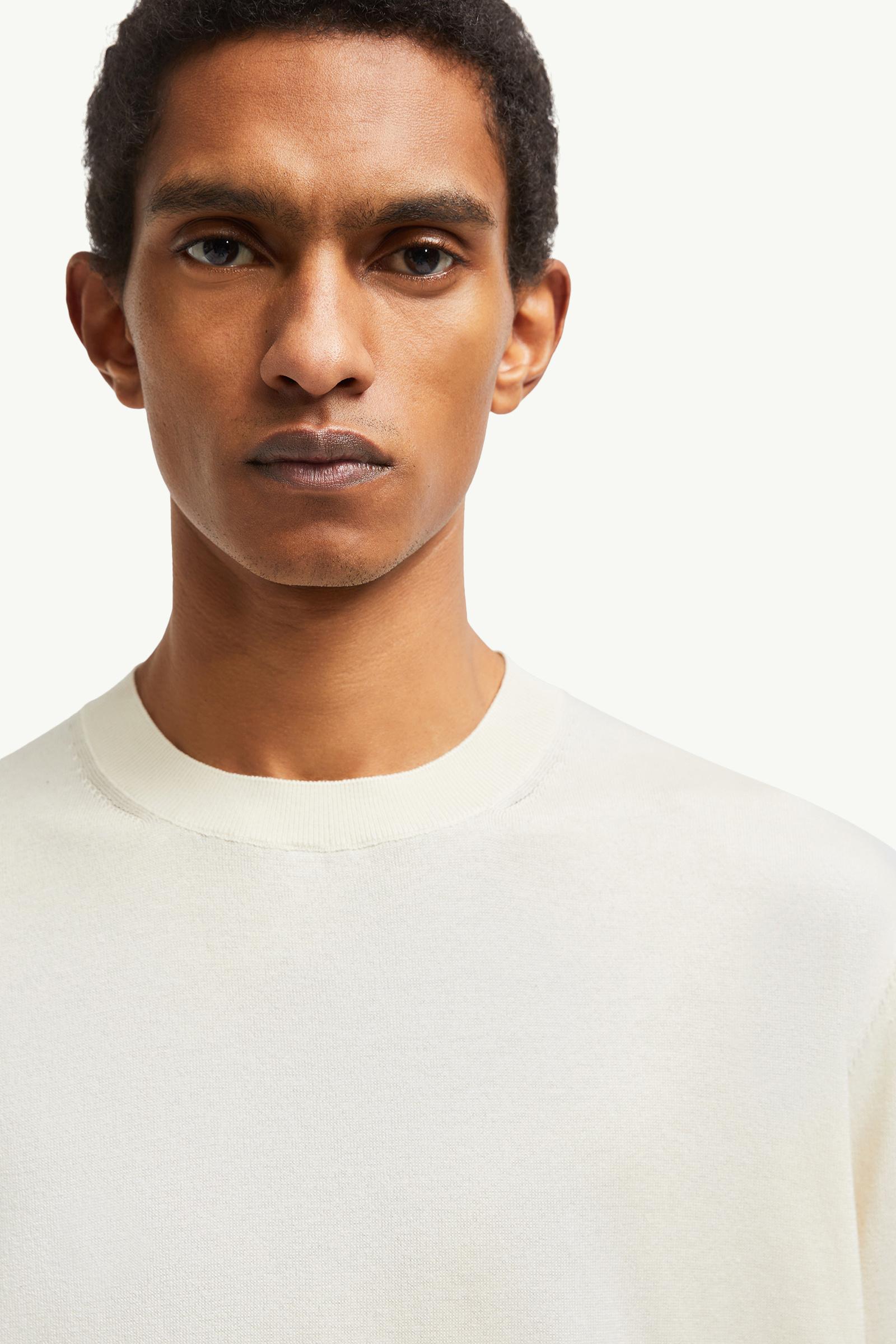 White Silk & Cotton Knit T-Shirt - Polos & T-shirts for Men