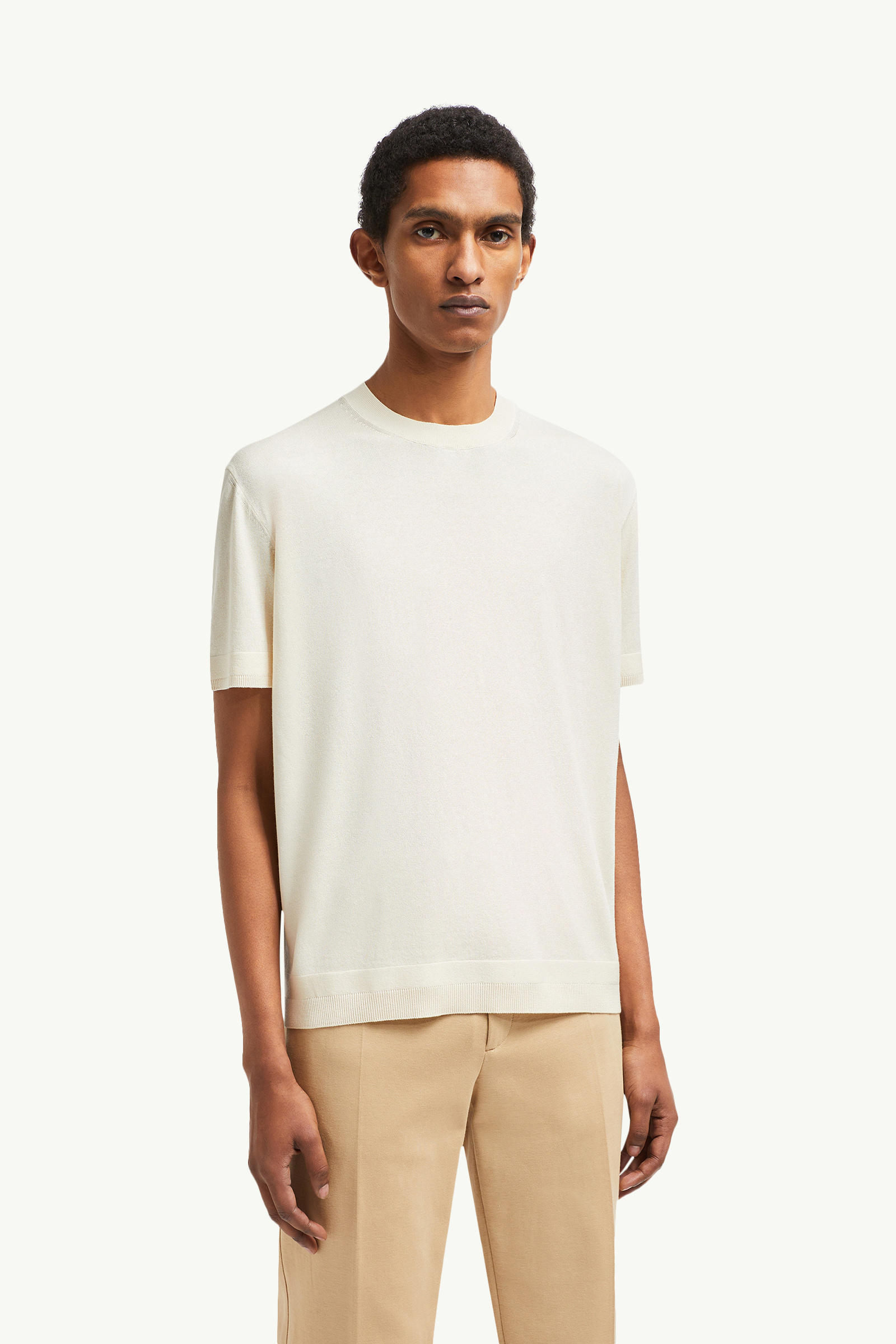 T-Shirt aus Seiden-Baumwoll-Strick Herren Weiß Moncler 3
