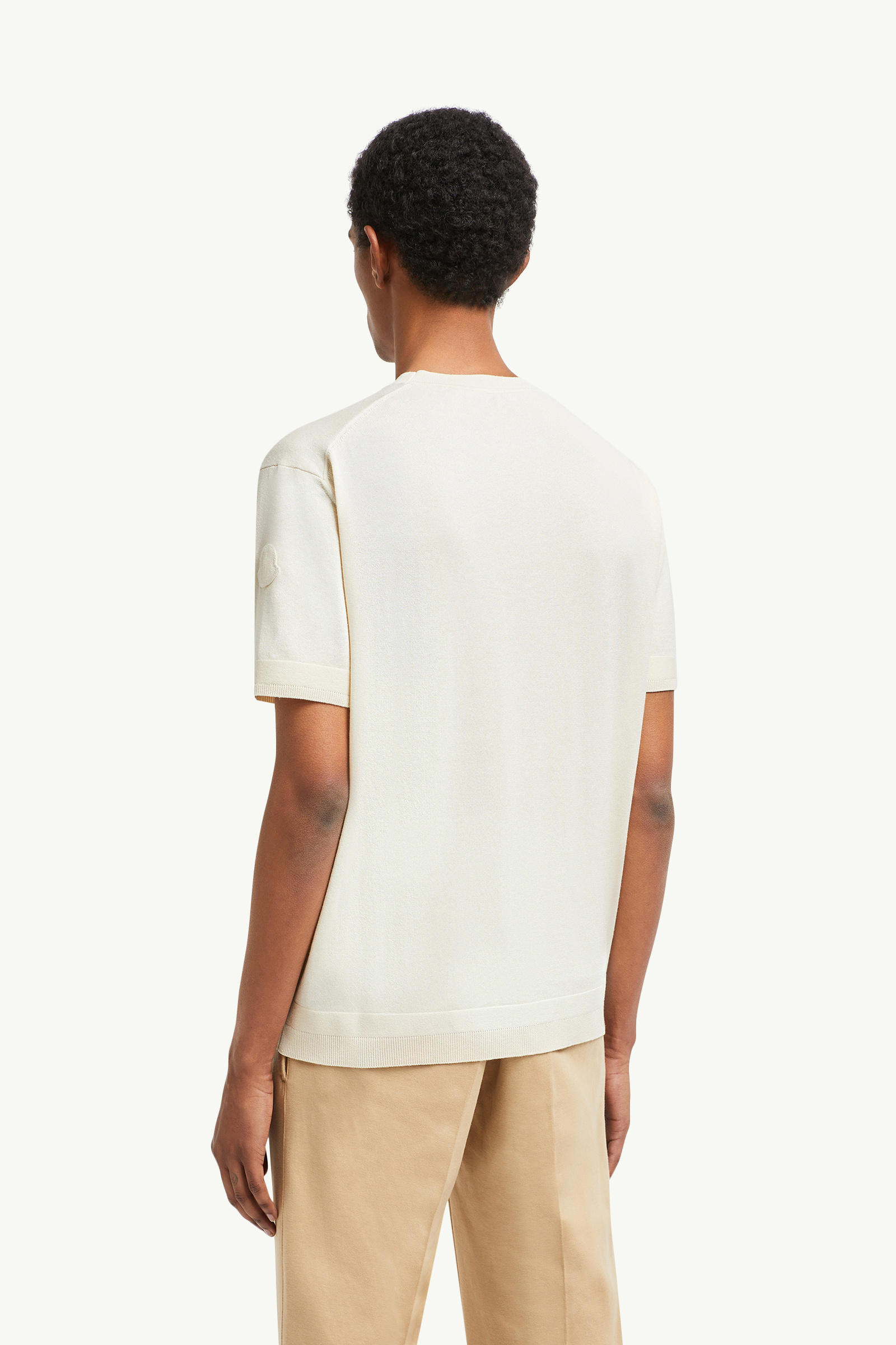 T-Shirt aus Seiden-Baumwoll-Strick Herren Weiß Moncler 4