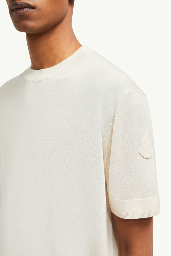 Camiseta de punto de algodón y seda Hombre Blanco Moncler 6