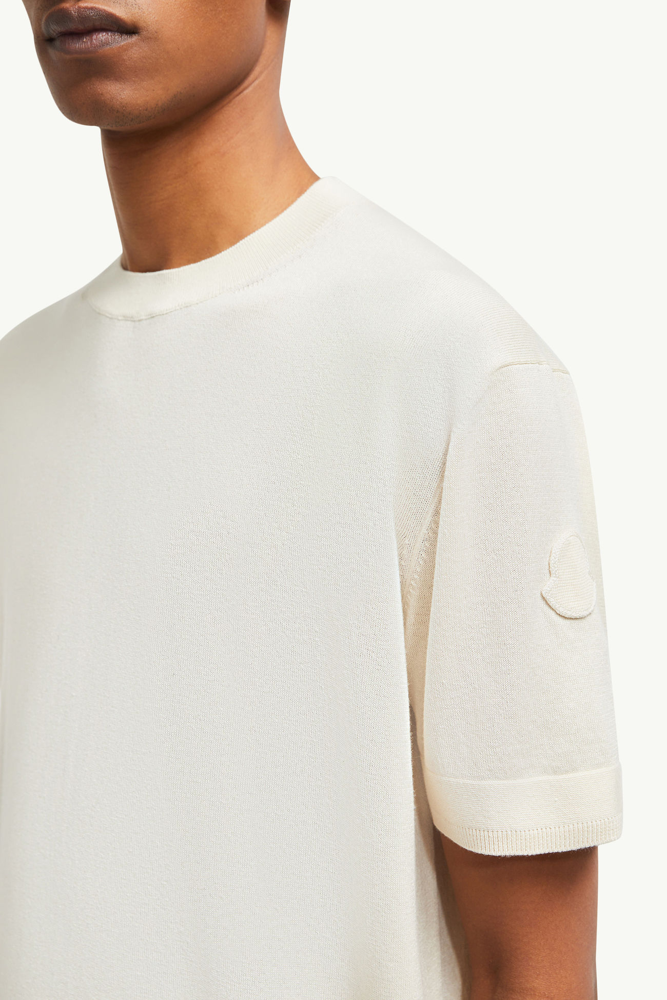 T-Shirt aus Seiden-Baumwoll-Strick Herren Weiß Moncler 6