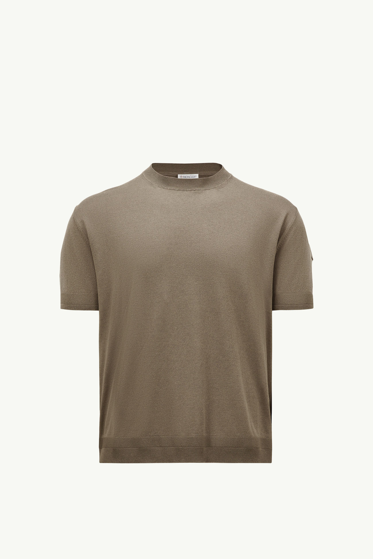 Silk & Cotton Knit T-Shirt Men Taupe Moncler 2