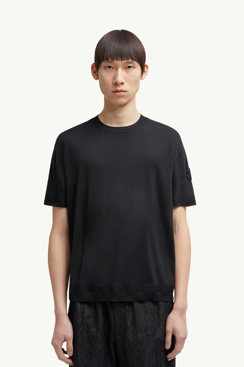 T-Shirt aus Seiden-Baumwoll-Strick Herren Schwarz Moncler 3