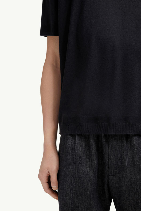 T-Shirt aus Seiden-Baumwoll-Strick Herren Schwarz Moncler 5