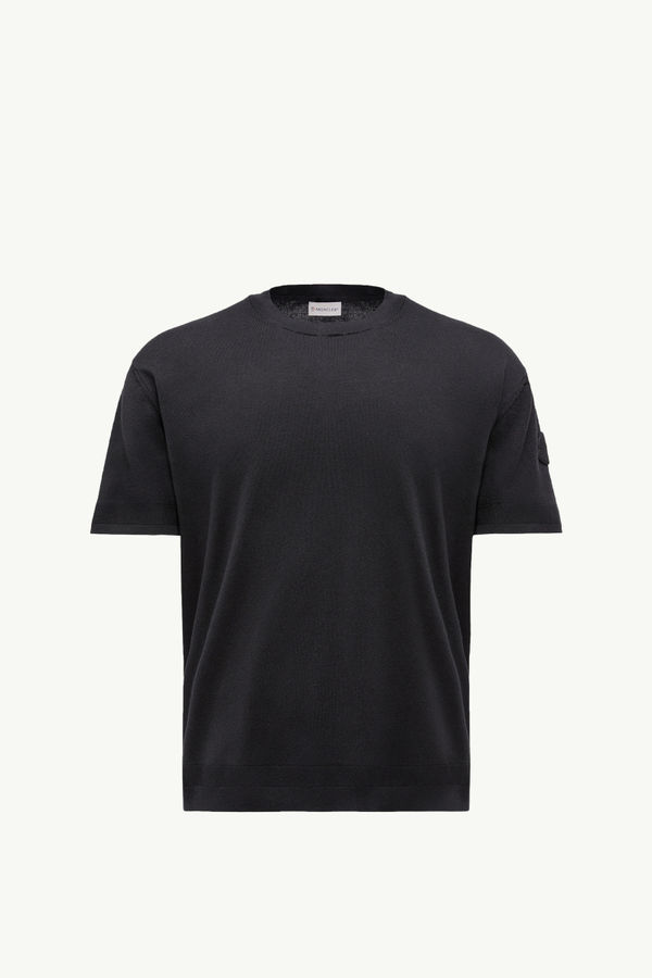 T-Shirt aus Seiden-Baumwoll-Strick Herren Schwarz Moncler 2