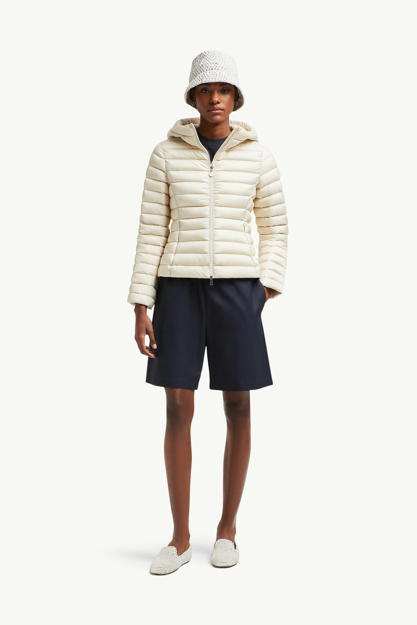 Ige Hooded Short Down Jacket Women White Ivory Moncler 0