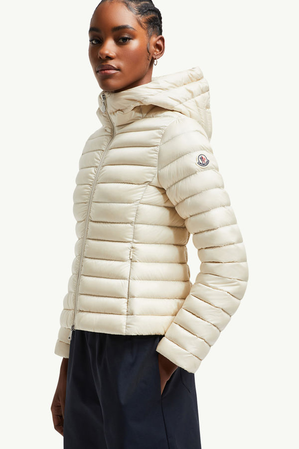 Ige kurze Daunenjacke mit Kapuze Damen Weiß-Elfenbein Moncler 1