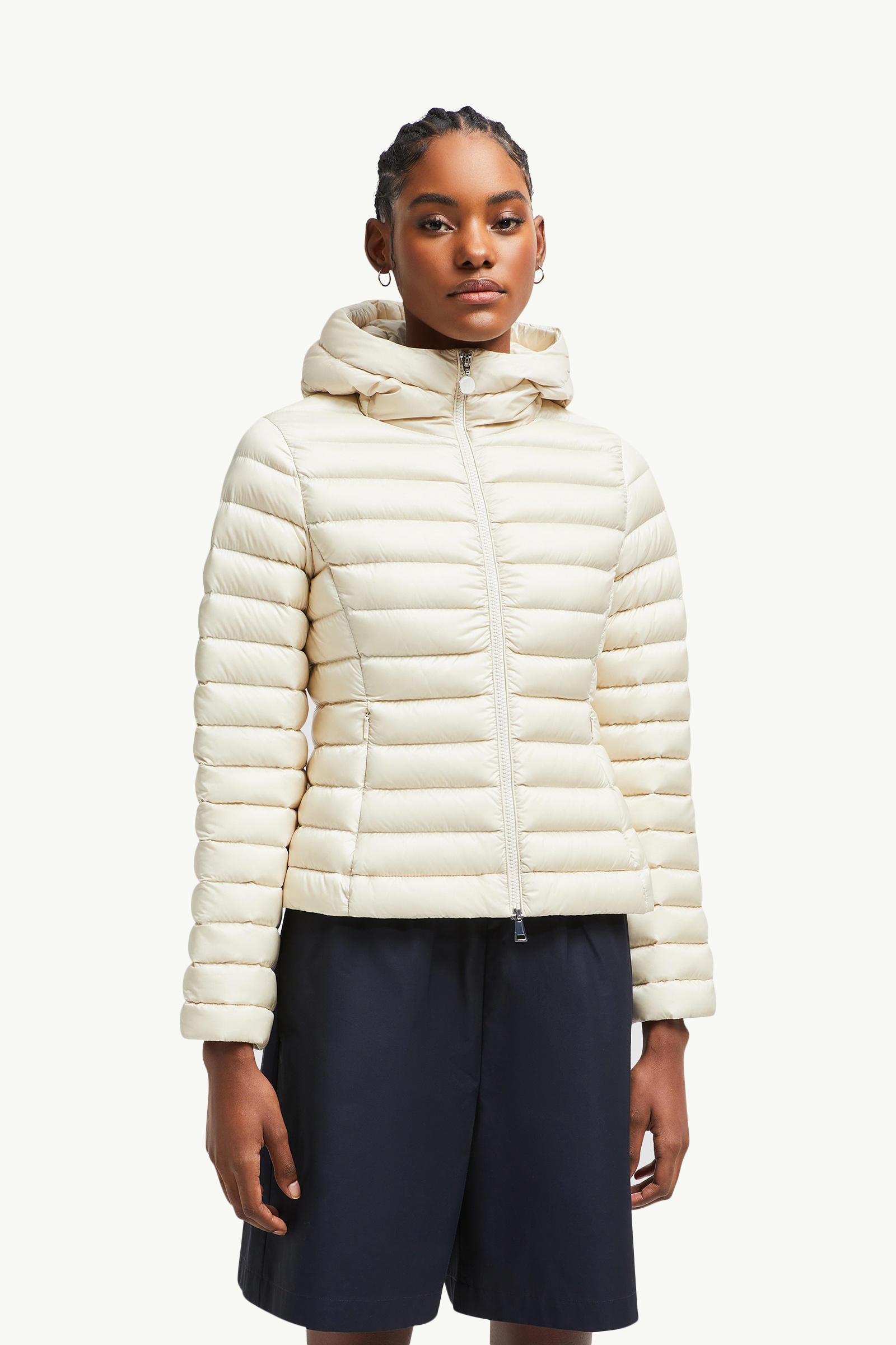 Ige Hooded Short Down Jacket Women White Ivory Moncler 3