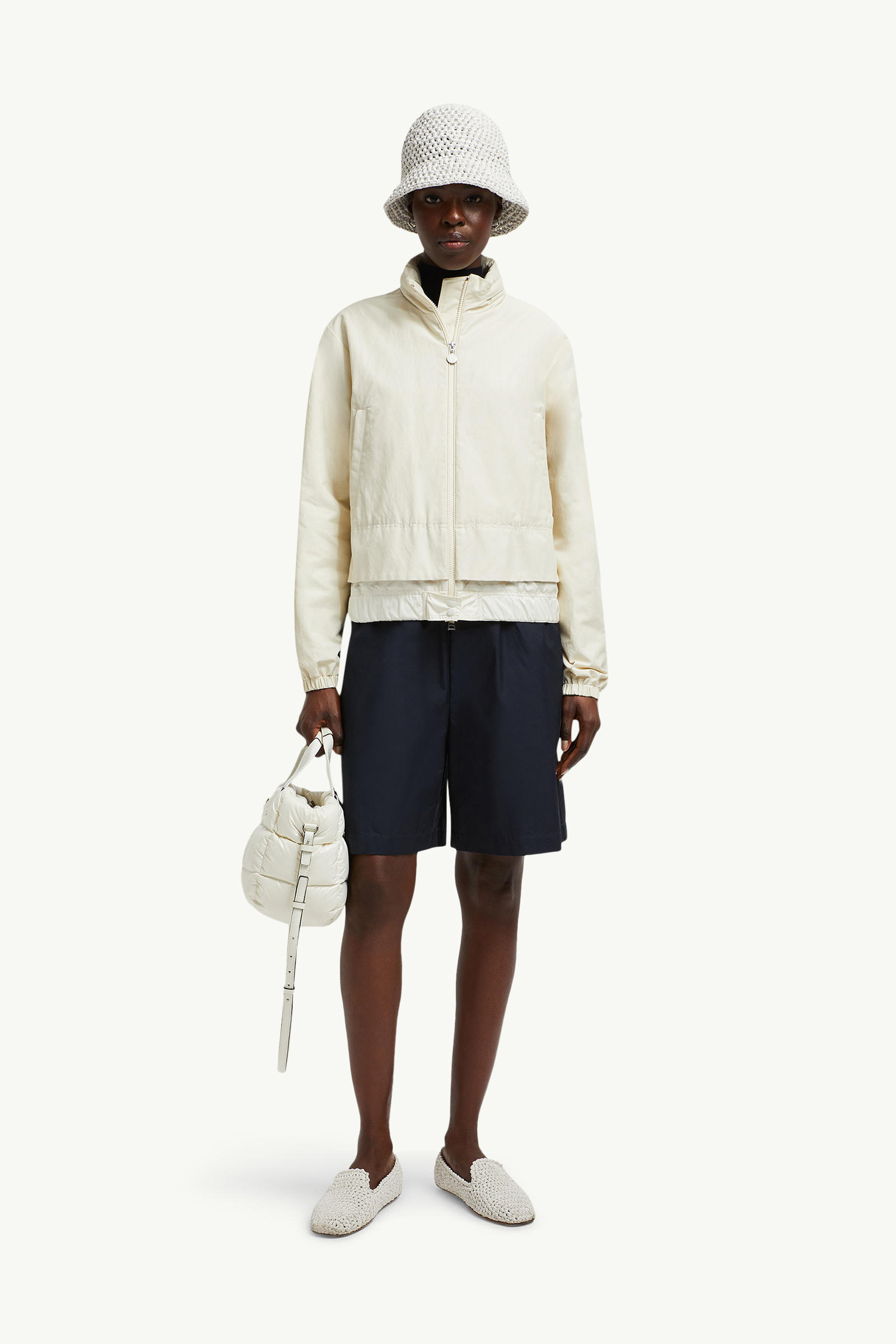 Janze Hooded Twill Short Down Jacket Women White Moncler 0