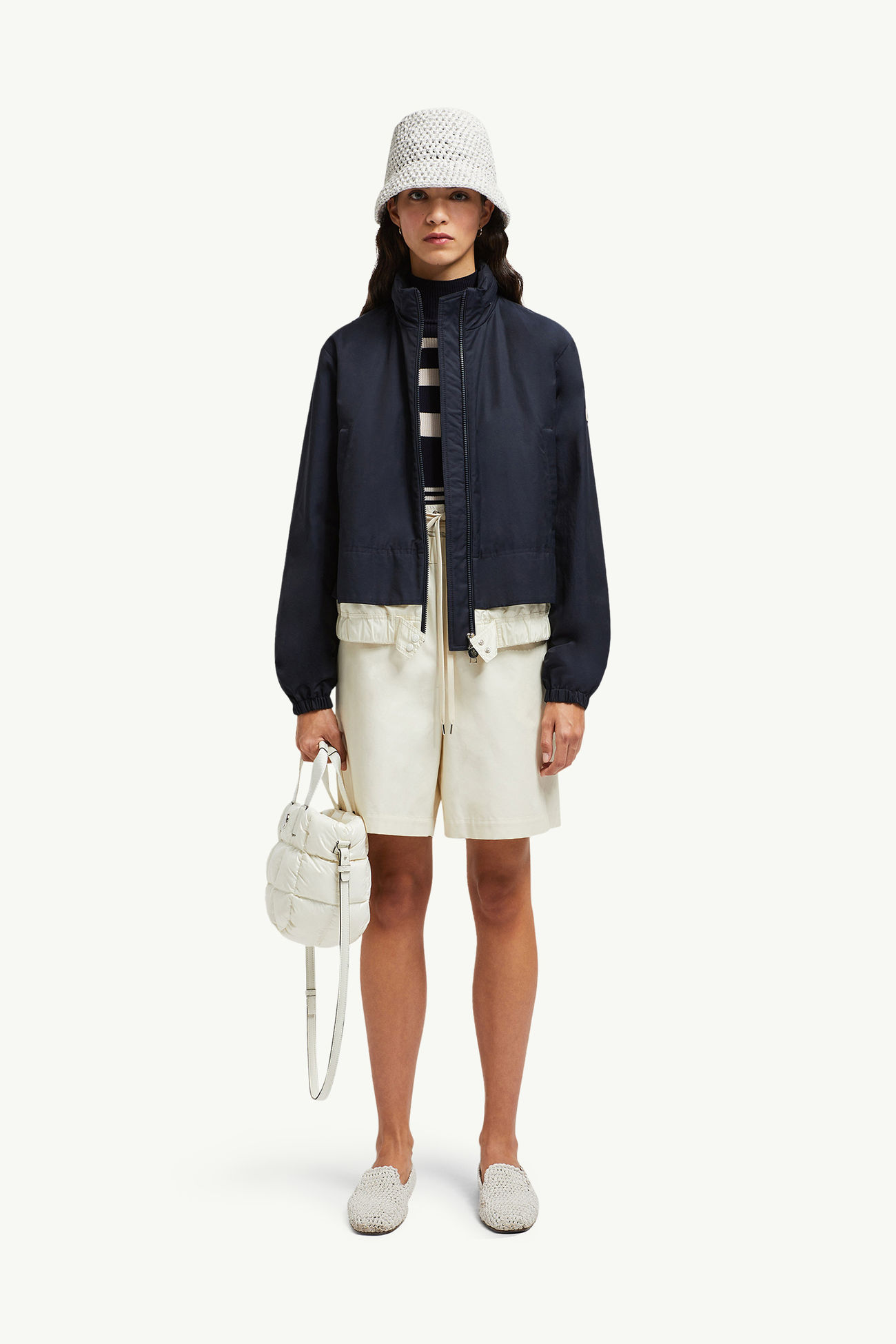 Janze連帽斜紋布短身羽絨外套 女士 海軍藍色 Moncler 0