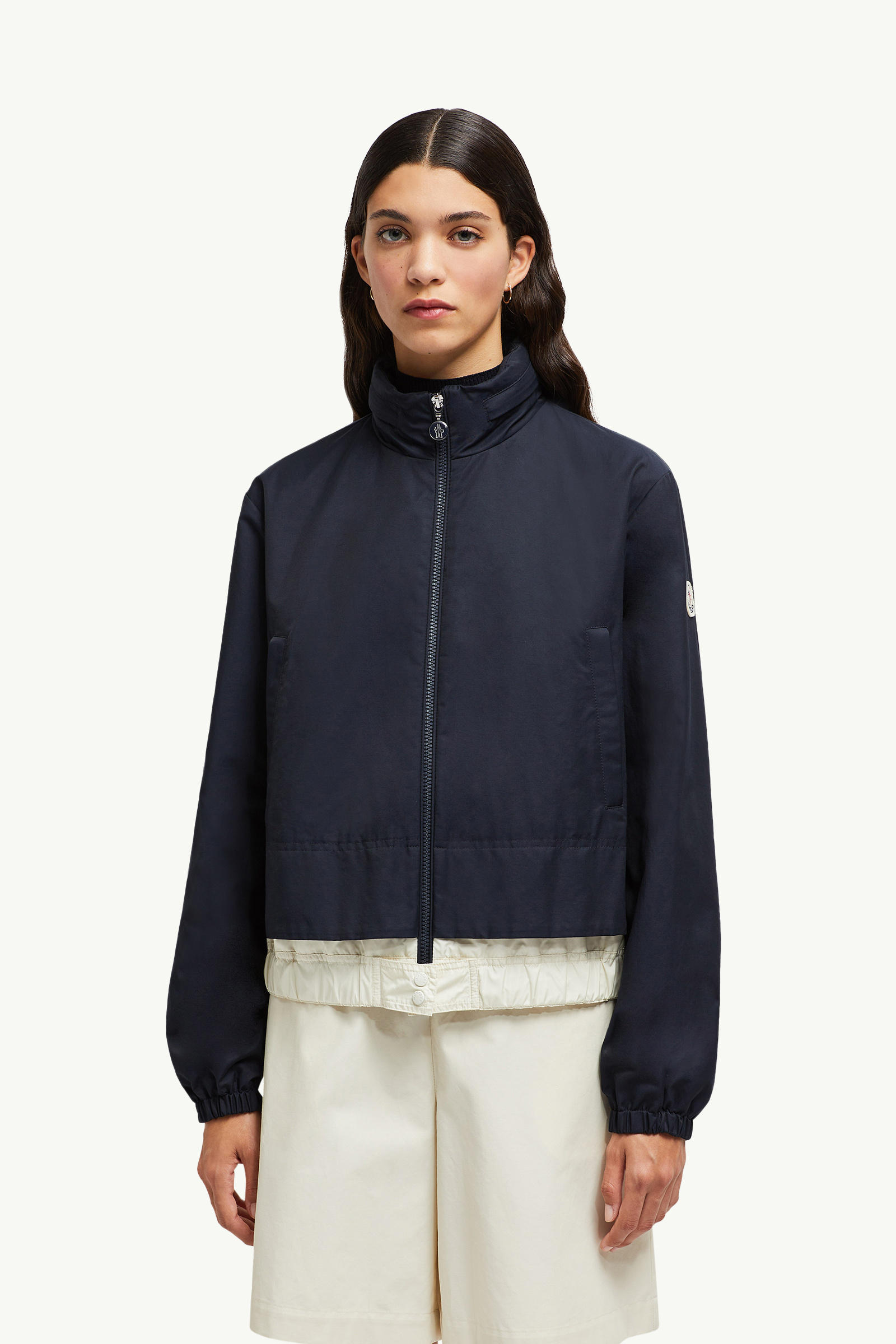 Janze Hooded Twill Short Down Jacket Women Navy Blue Moncler 3