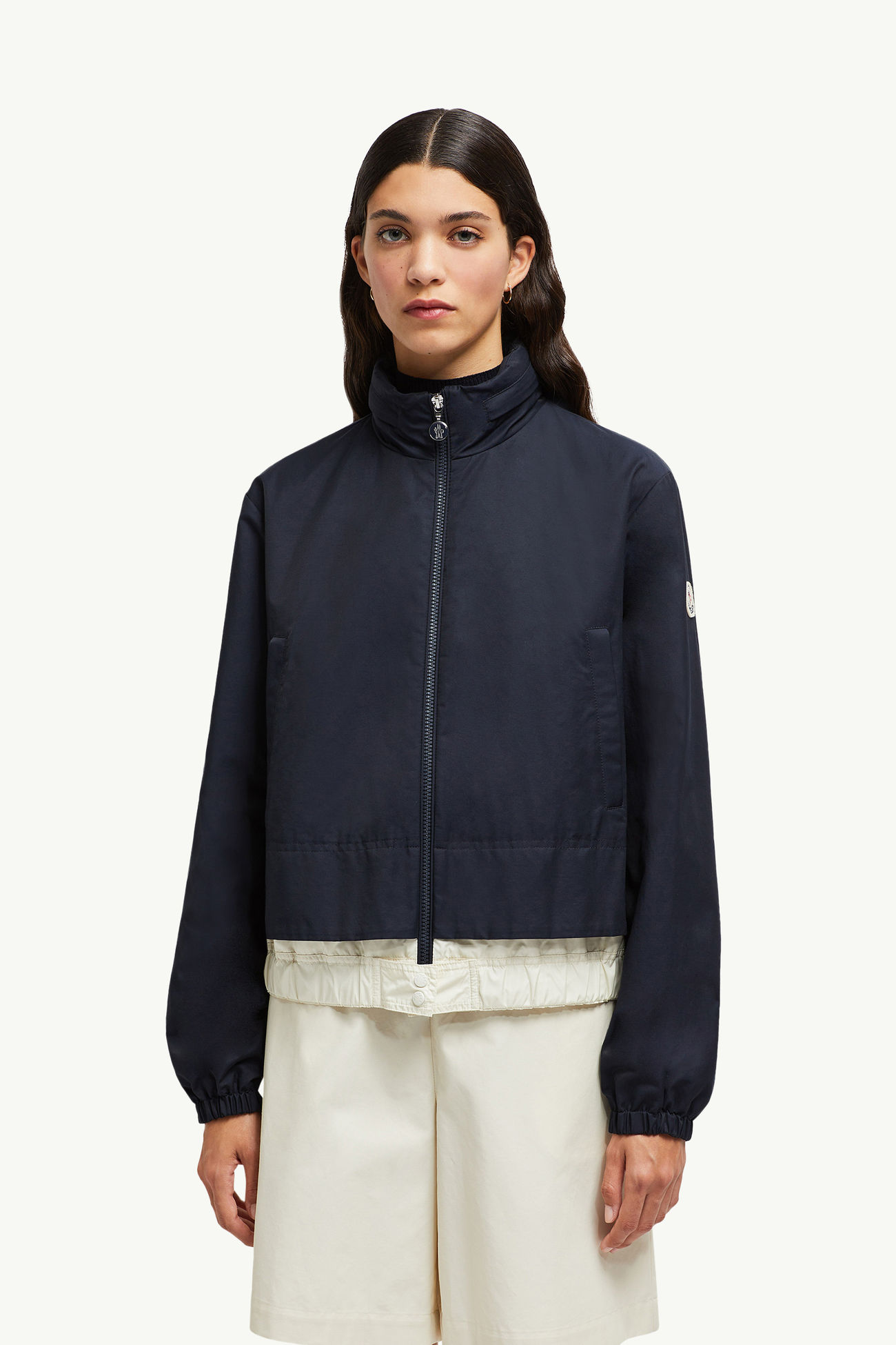 Piumino corto Janze in twill con cappuccio Donna Blu Navy Moncler 3