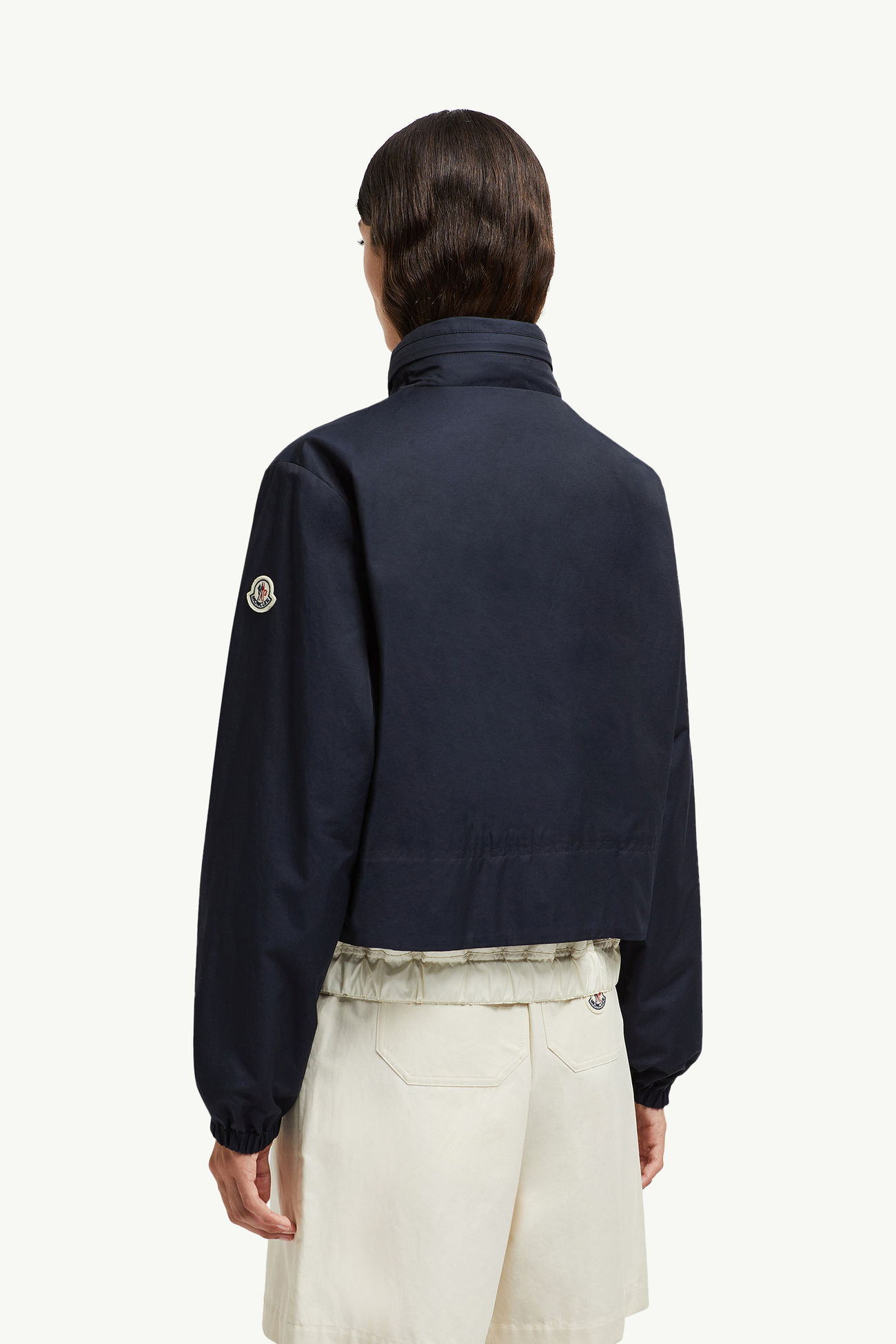 Janze 후드 트윌 쇼트 다운 재킷 여성 네이비 블루 Moncler 4