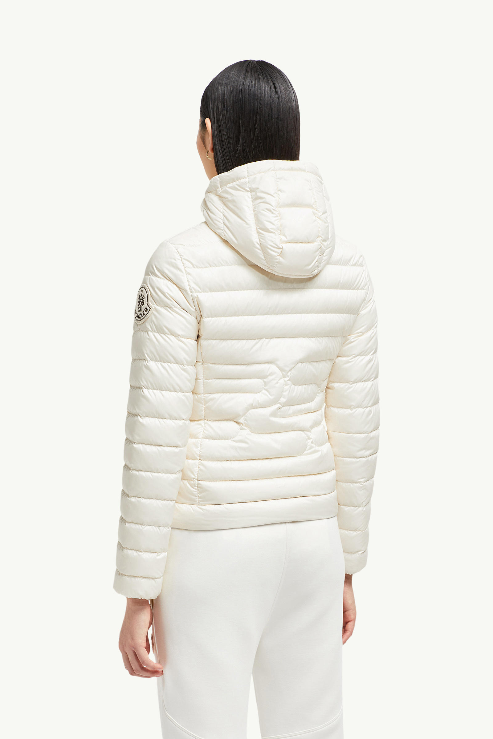 Xiaobai Hooded Snake-Quilted Short Down Jacket Women White Ivory Moncler 4