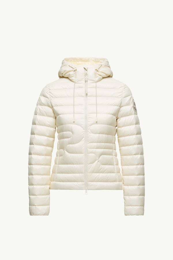 Xiaobai Hooded Snake-Quilted Short Down Jacket Women White Ivory Moncler 2