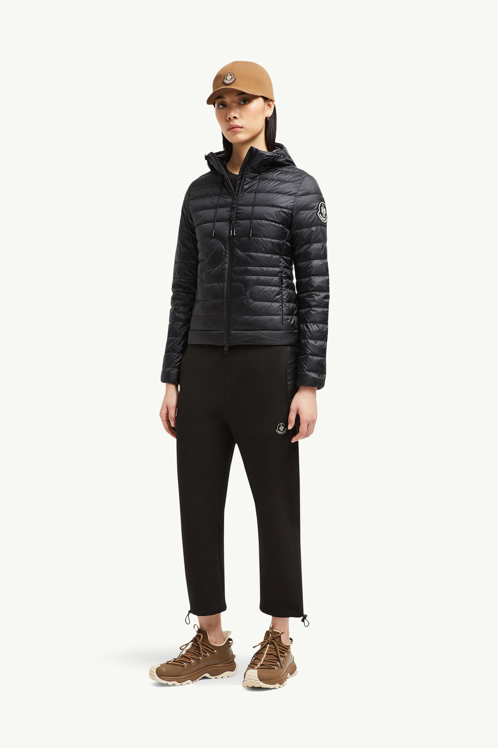 Xiaobai Hooded Snake-Quilted Short Down Jacket Women Black Moncler 0