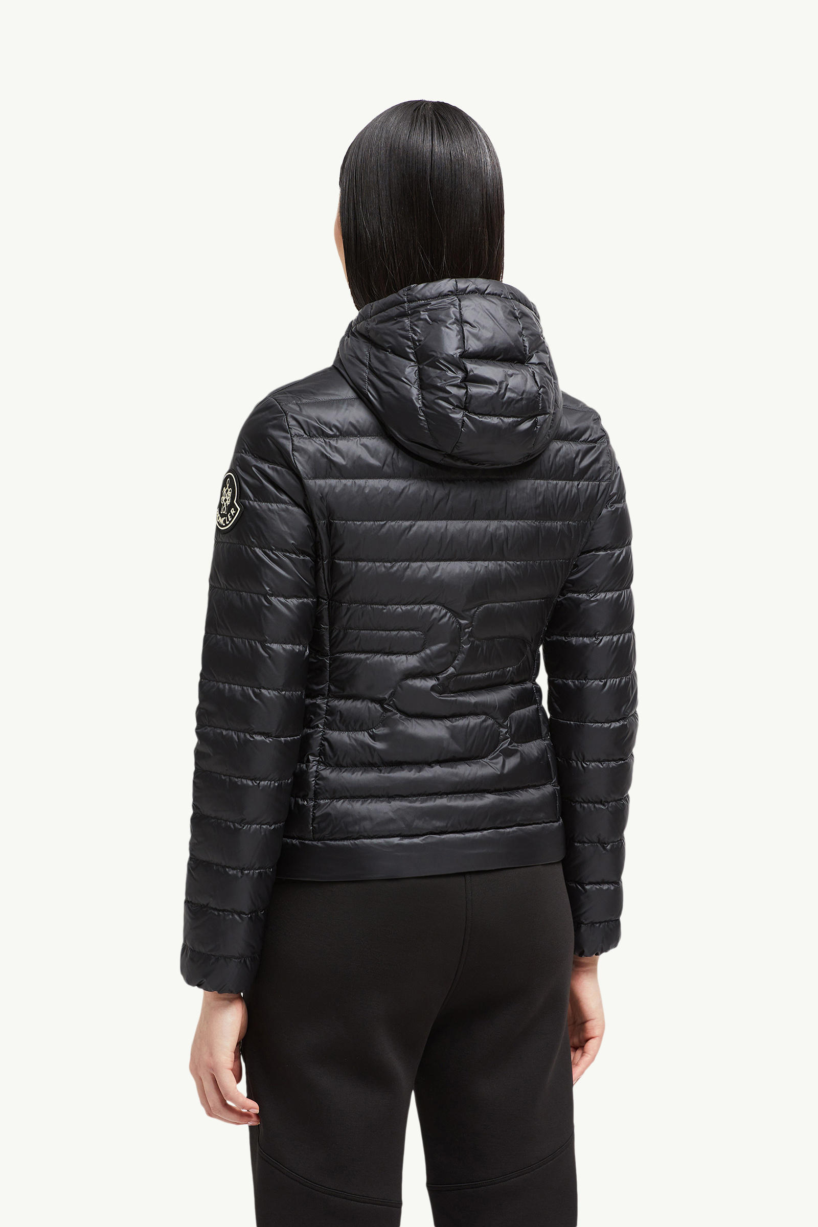 Xiaobai Hooded Snake-Quilted Short Down Jacket Women Black Moncler 4