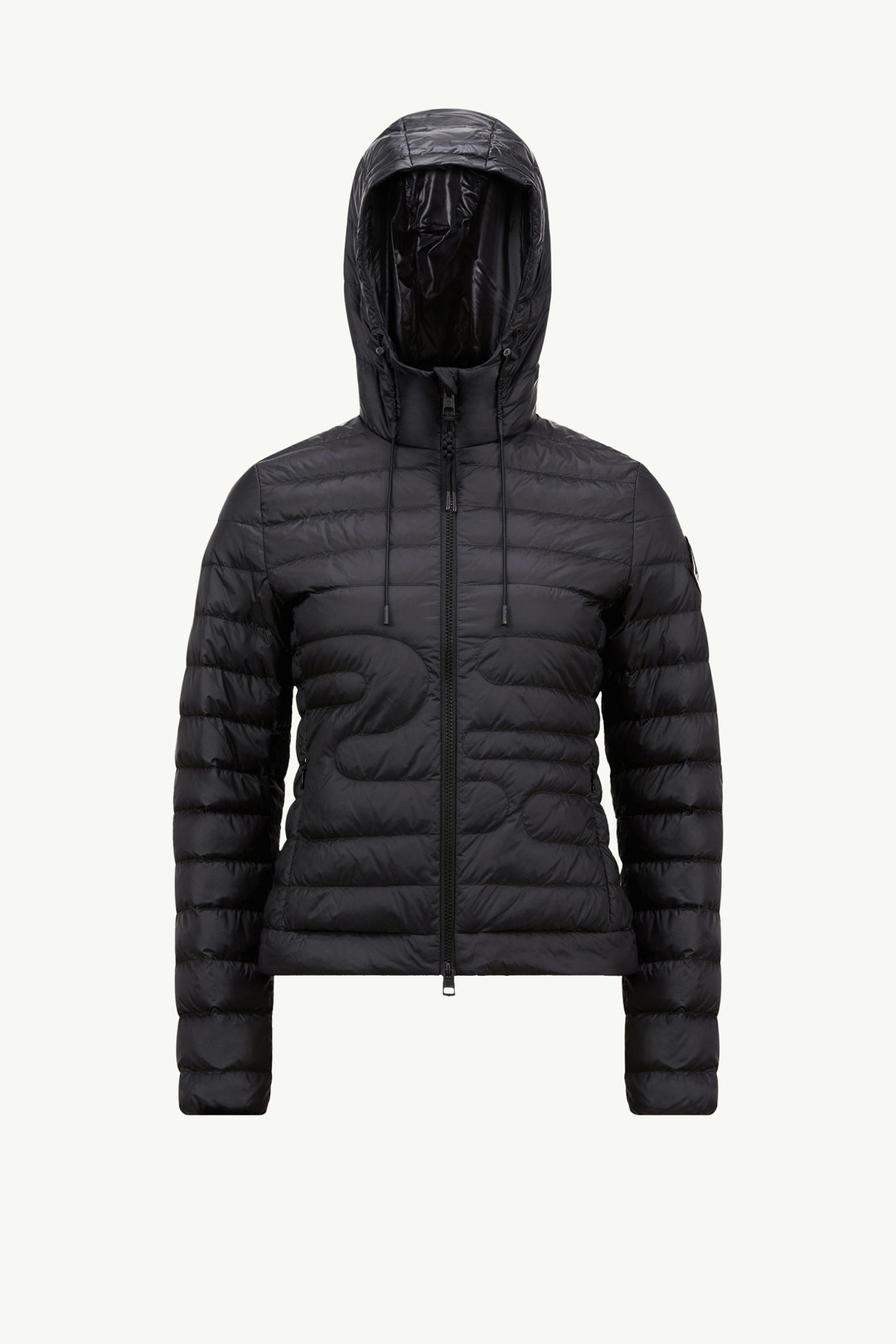 Xiaobai連帽蛇紋絎縫短身羽絨外套 女士 黑色 Moncler 2